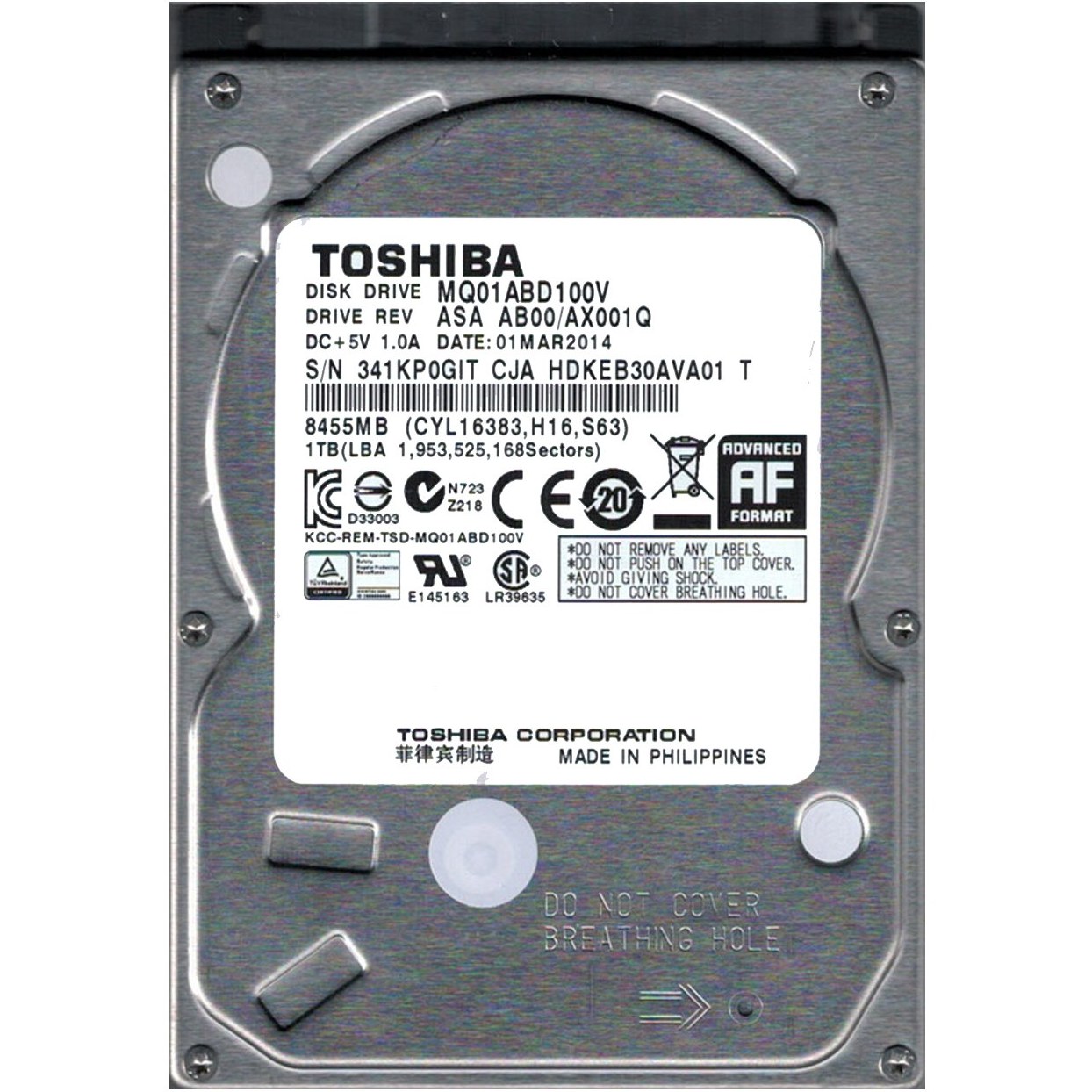 هارد لپتاپی توشیبا 1 ترابایت استوک TOSHIBA 1TB